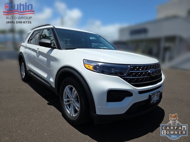 2022 Ford Explorer XLT in White Metallic — front three-quarter view