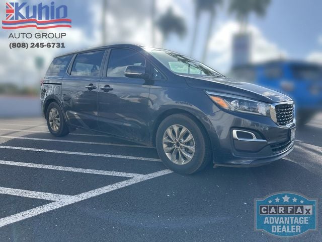 2019 Kia Sedona LX in Panthera Metal — front three-quarter view