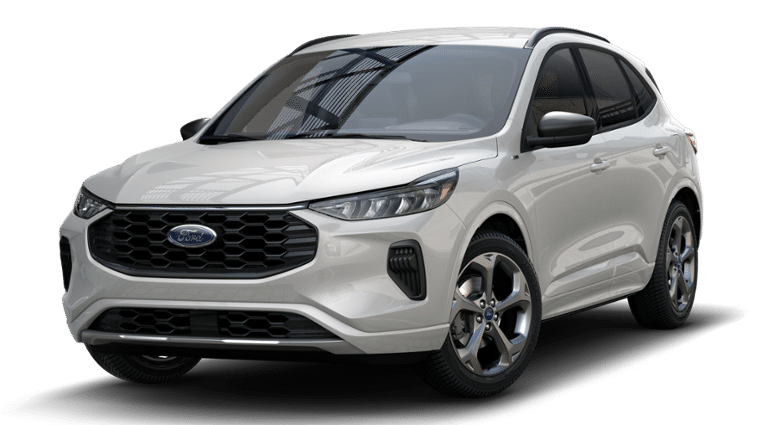 2023 Ford Escape ST-Line in Star White Metallic Tri-Coat — front three-quarter view