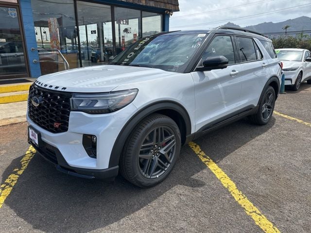 2026 Ford Explorer ST in Space White Metallic — front three-quarter view