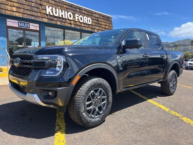 2025 Ford Ranger XLT in Shadow Black — front three-quarter view