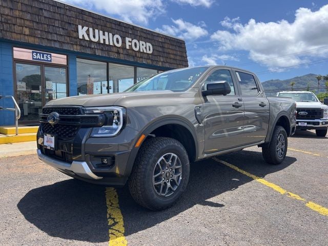 2025 Ford Ranger XLT in Marsh Gray — front three-quarter view