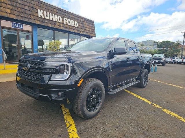 2025 Ford Ranger XLT in Shadow Black — front three-quarter view