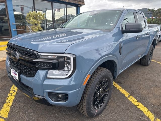 2025 Ford Ranger XLT in Azure Gray Metallic Tri-Coat — front three-quarter view