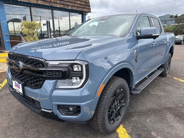 2025 Ford Ranger Lariat in Azure Gray Metallic Tri-Coat — front three-quarter view