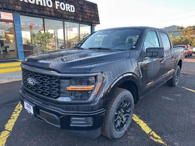 2025 Ford F-150 STX in Agate Black Metallic — front three-quarter view