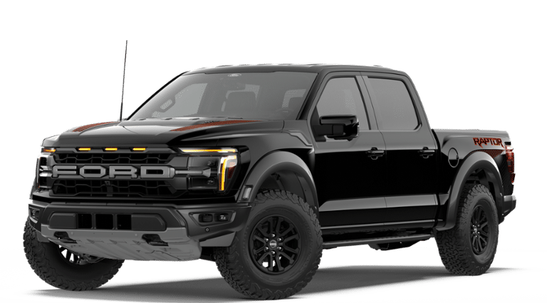 2026 Ford F-150 Raptor in Agate Black Metallic — front three-quarter view