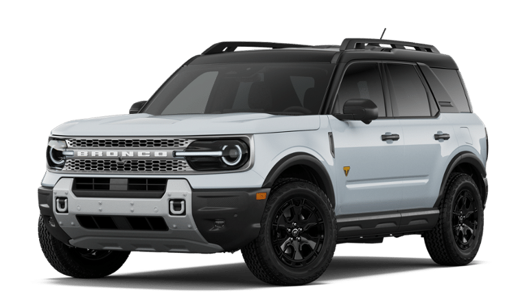 2026 Ford Bronco Sport Badlands in Space White Metallic — front three-quarter view
