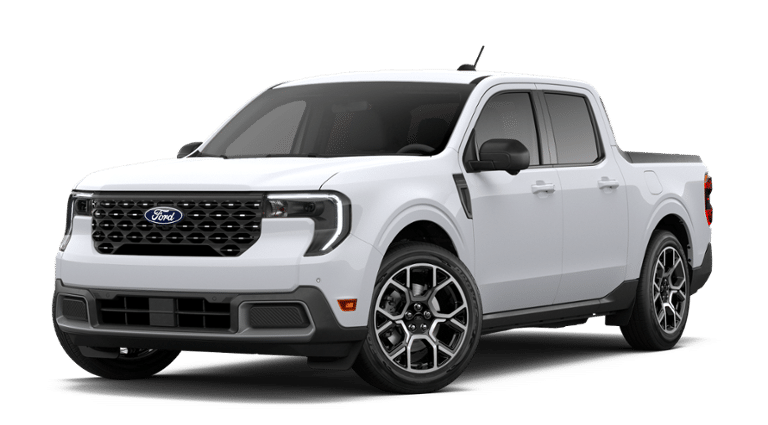 2026 Ford Maverick Lariat in Oxford White — front three-quarter view